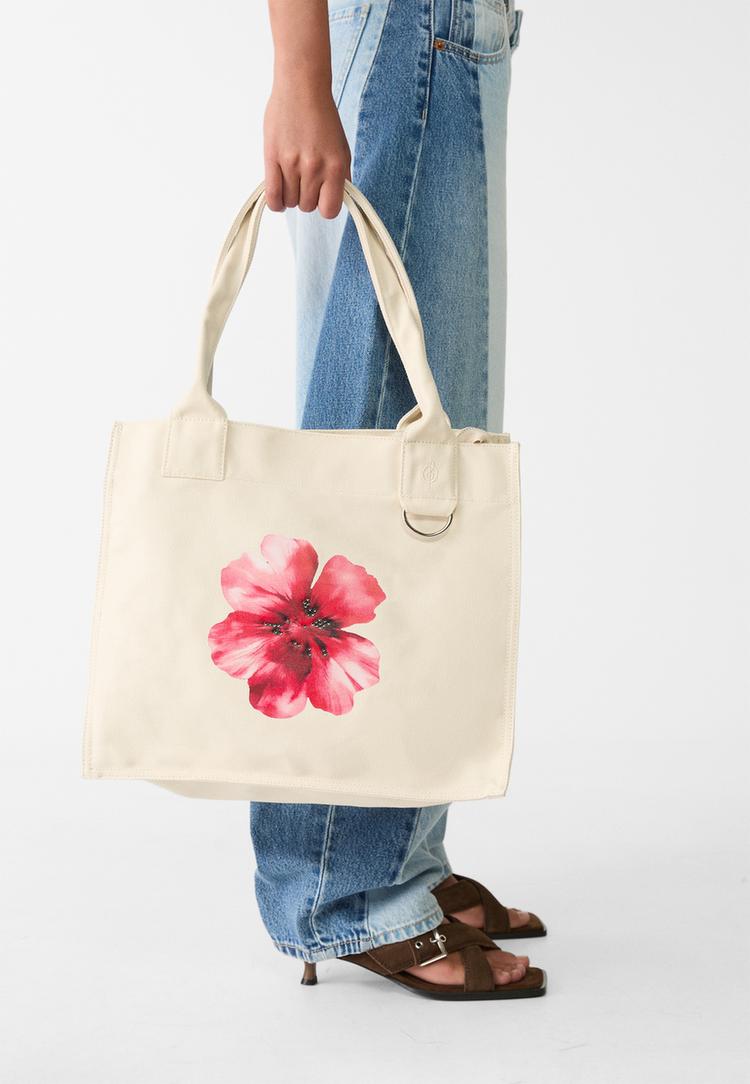 bolso shopper canvas flor