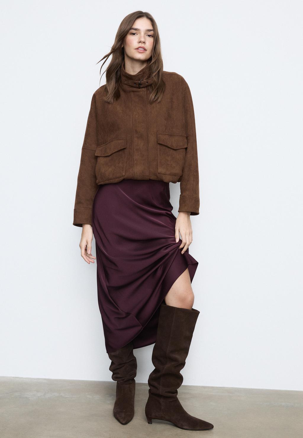 Satin midi skirt