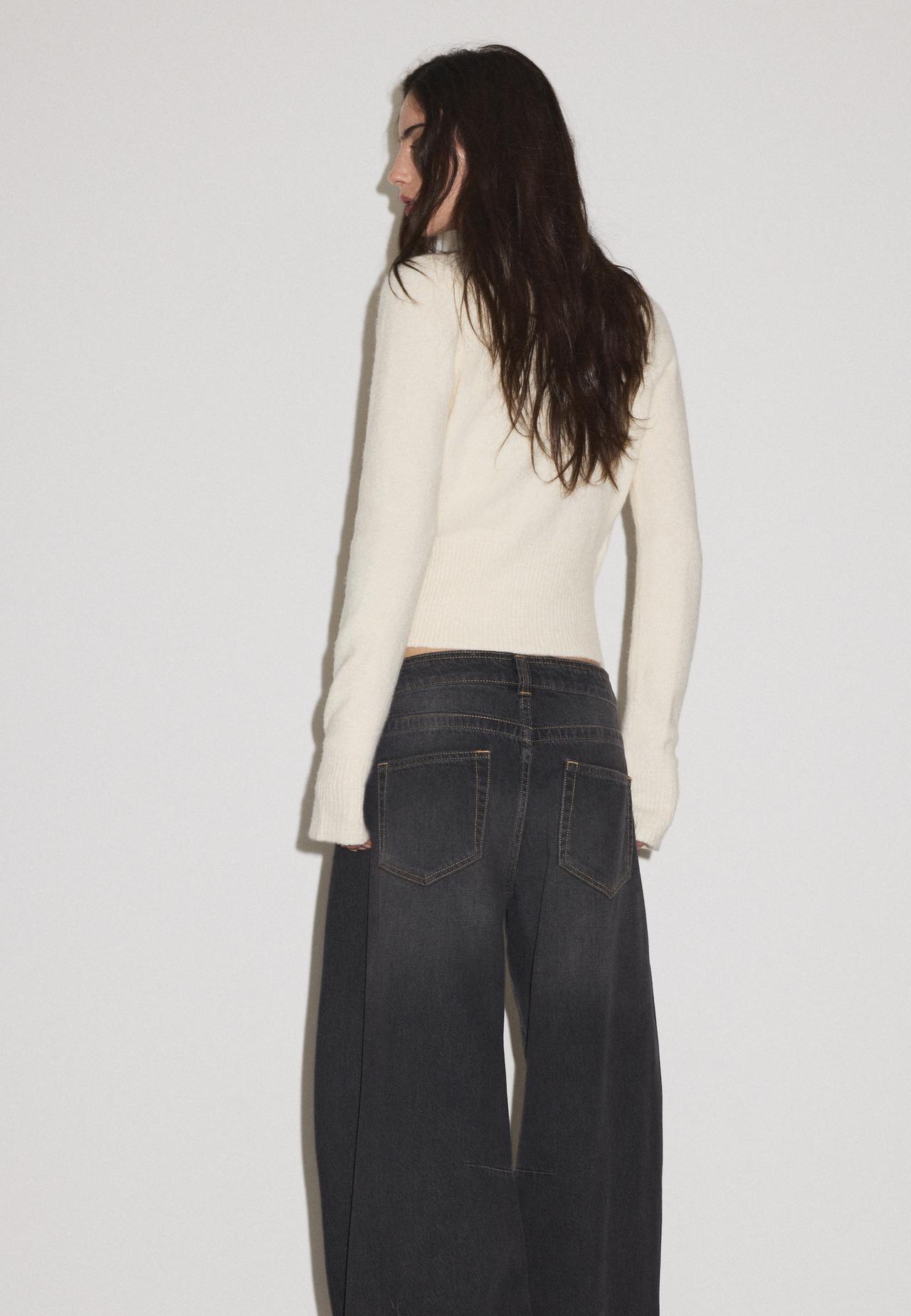 Cross-over button knit cardigan — Ecru