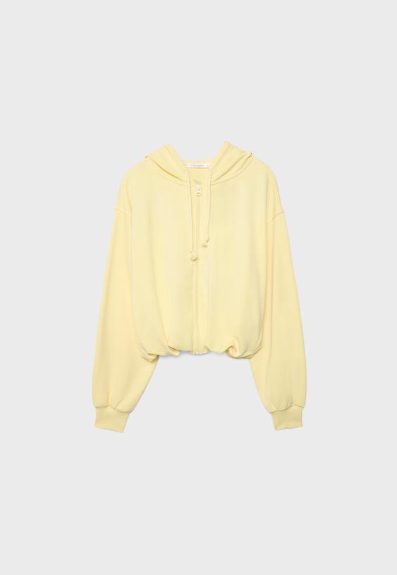 Baskılı kapüşonlu bomber sweatshirt - Görsel 7