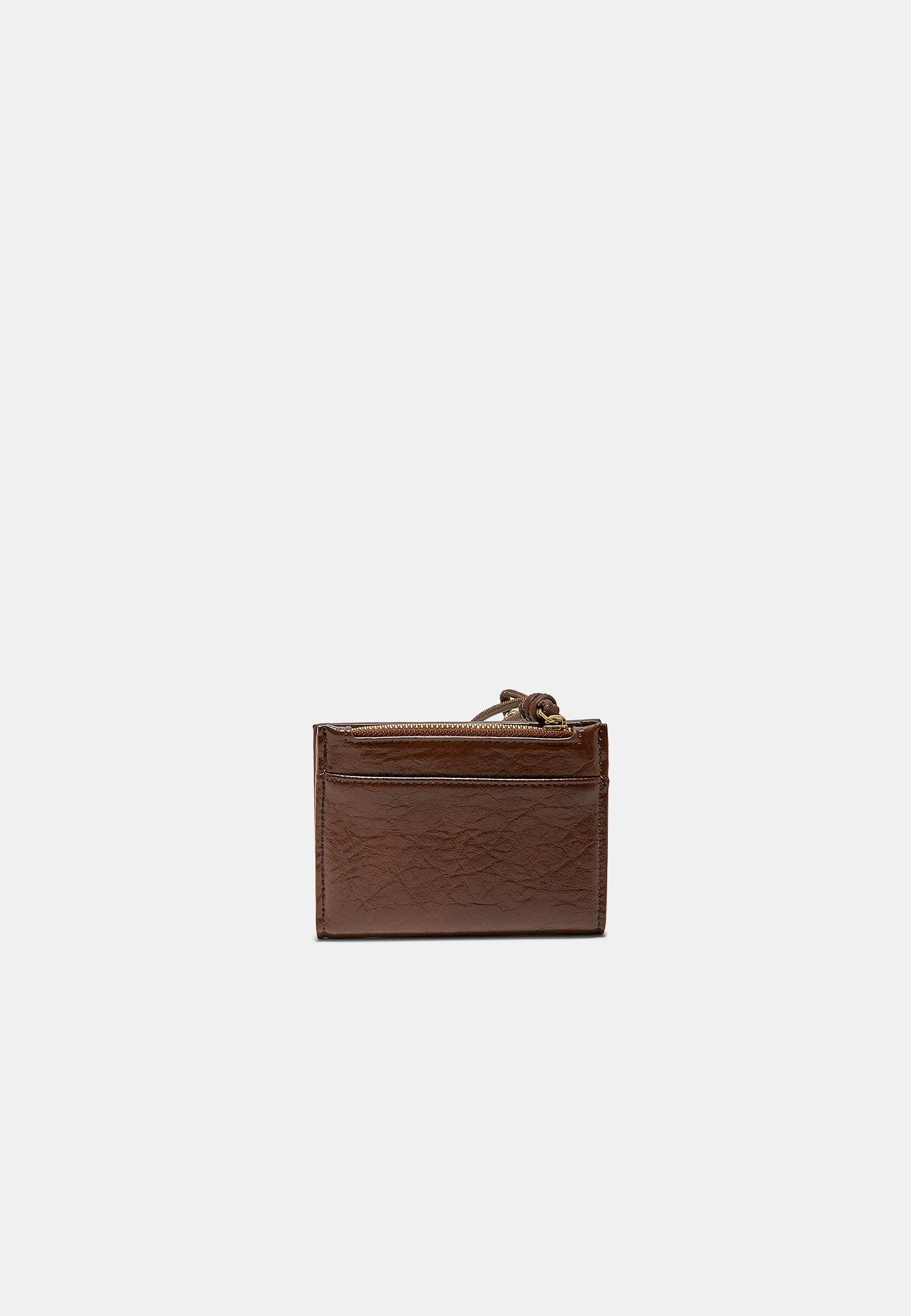 Purse with zip pull detail — Brown
