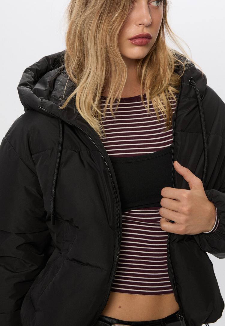 gewatteerde oversized jas met capuchon