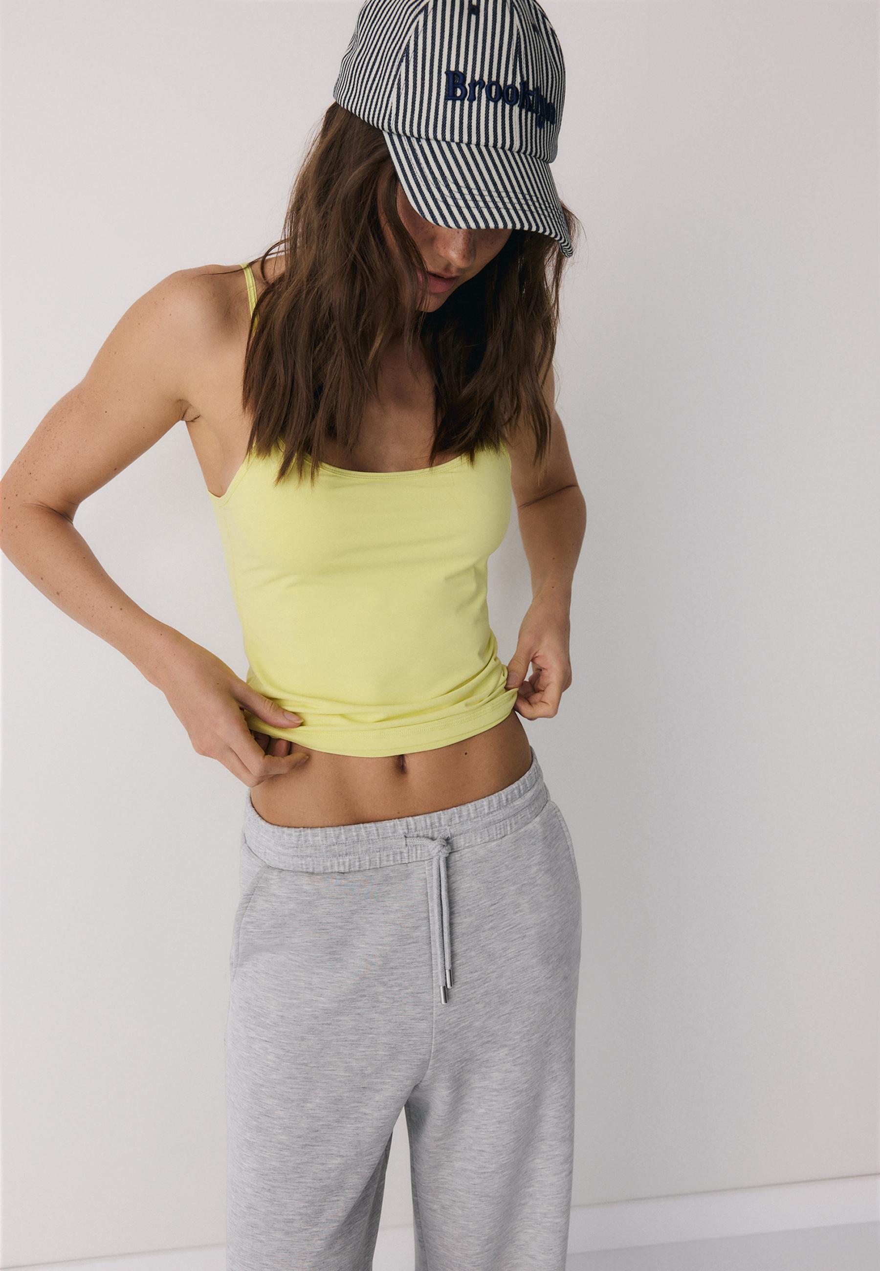 Soft-touch palazzo joggers — Grey melange