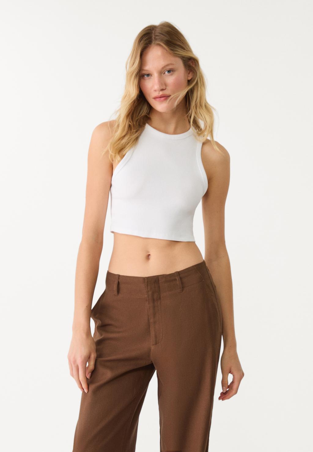 Camiseta crop básica canalé