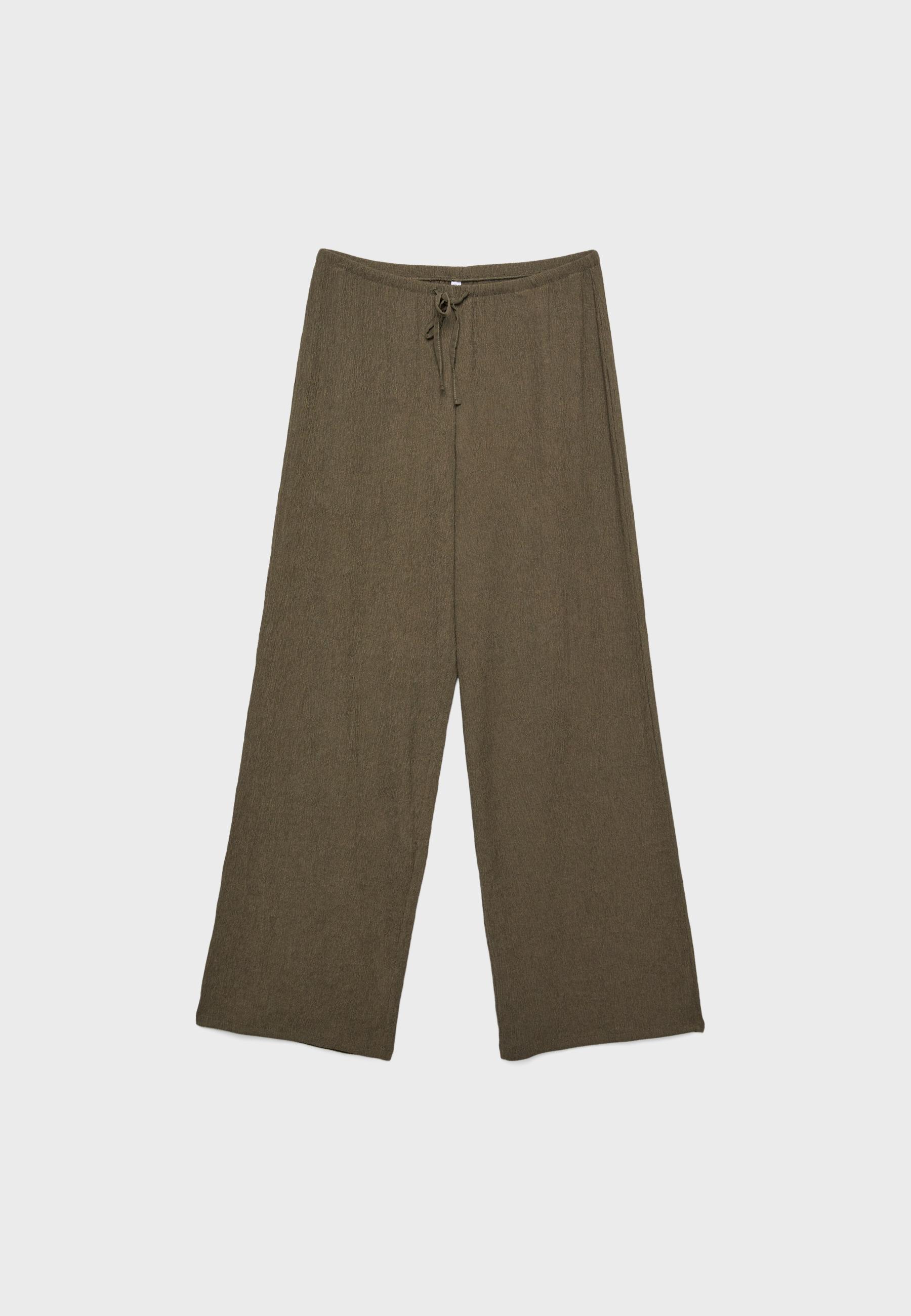 Kırışık görünümlü straight fit pantolon - Görsel 6