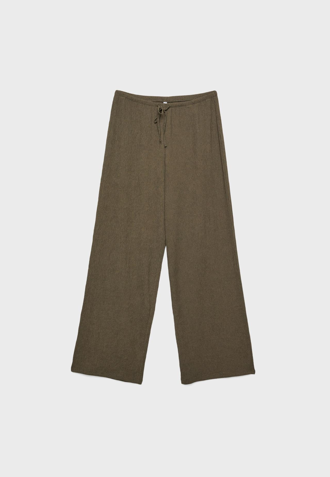 Creased-effect straight trousers — Khaki
