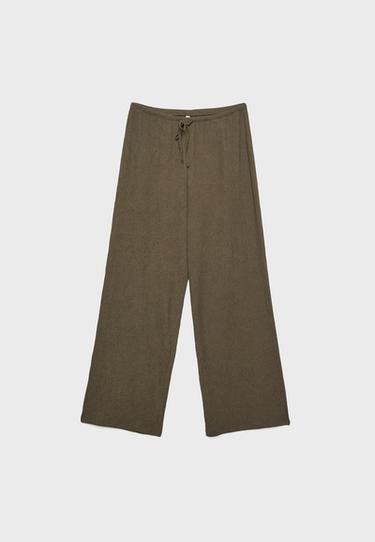 Creased-effect straight trousers — Khaki 7