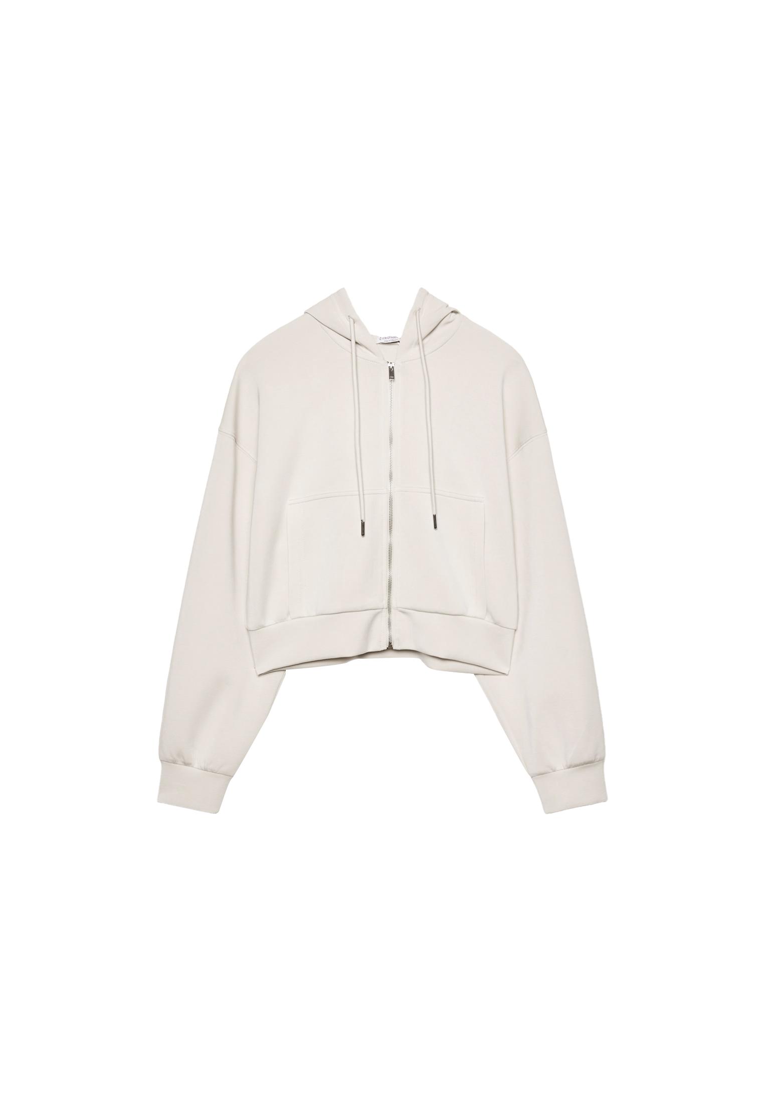 Soft-feel zip-up sweatshirt — Stone