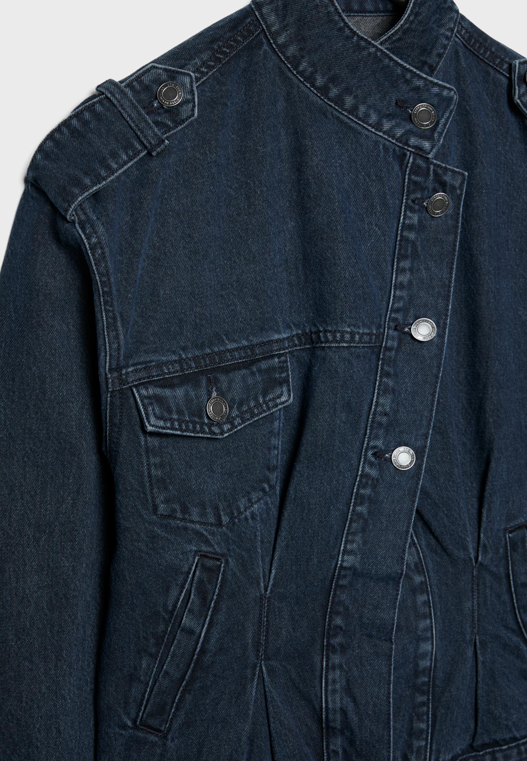 Cross-over denim jacket — BLACK DENIM WASHED EFFECT