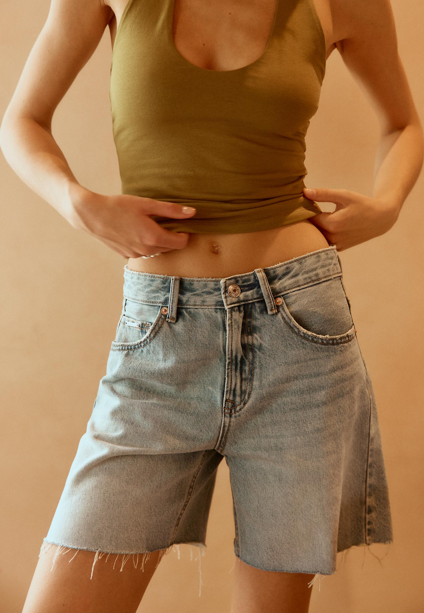 D93 Longline shorts — OVERDYED BLUE DENIM