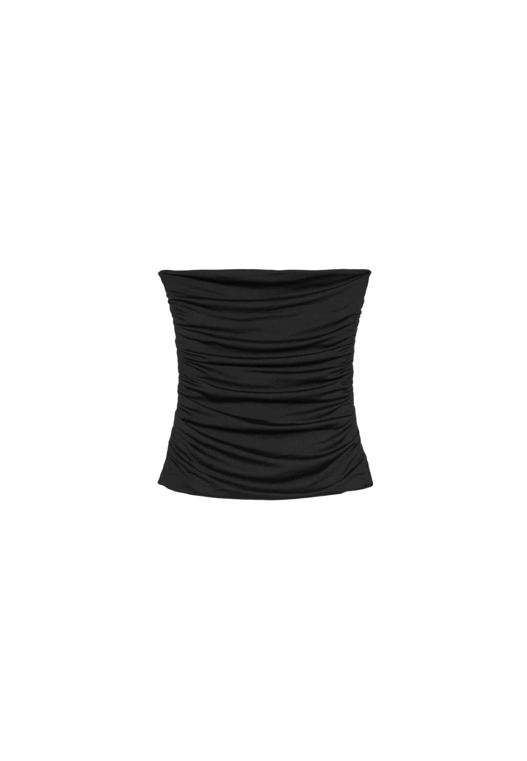 Gathered bandeau top — Black