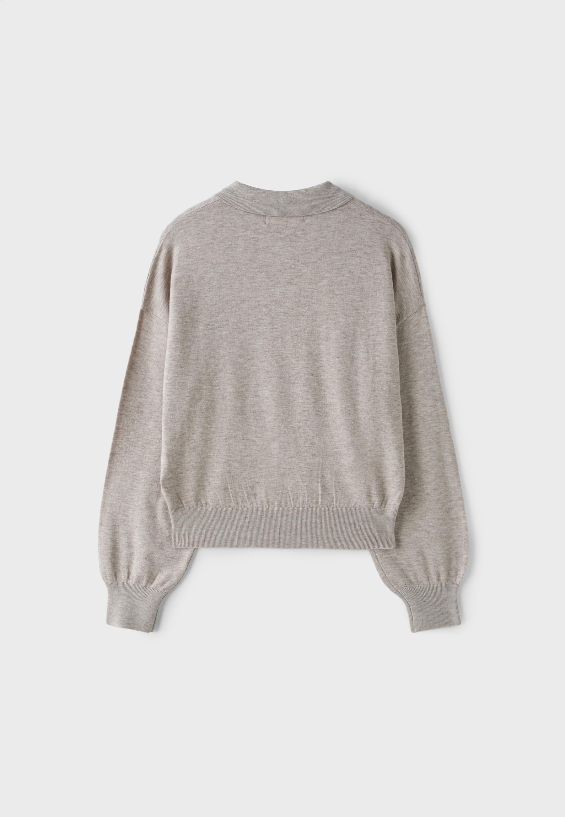 Polo collar knit sweater — Stone