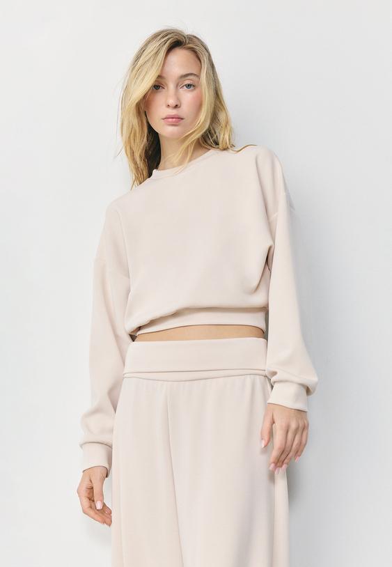 sweatshirt de toque suave com manga morcego