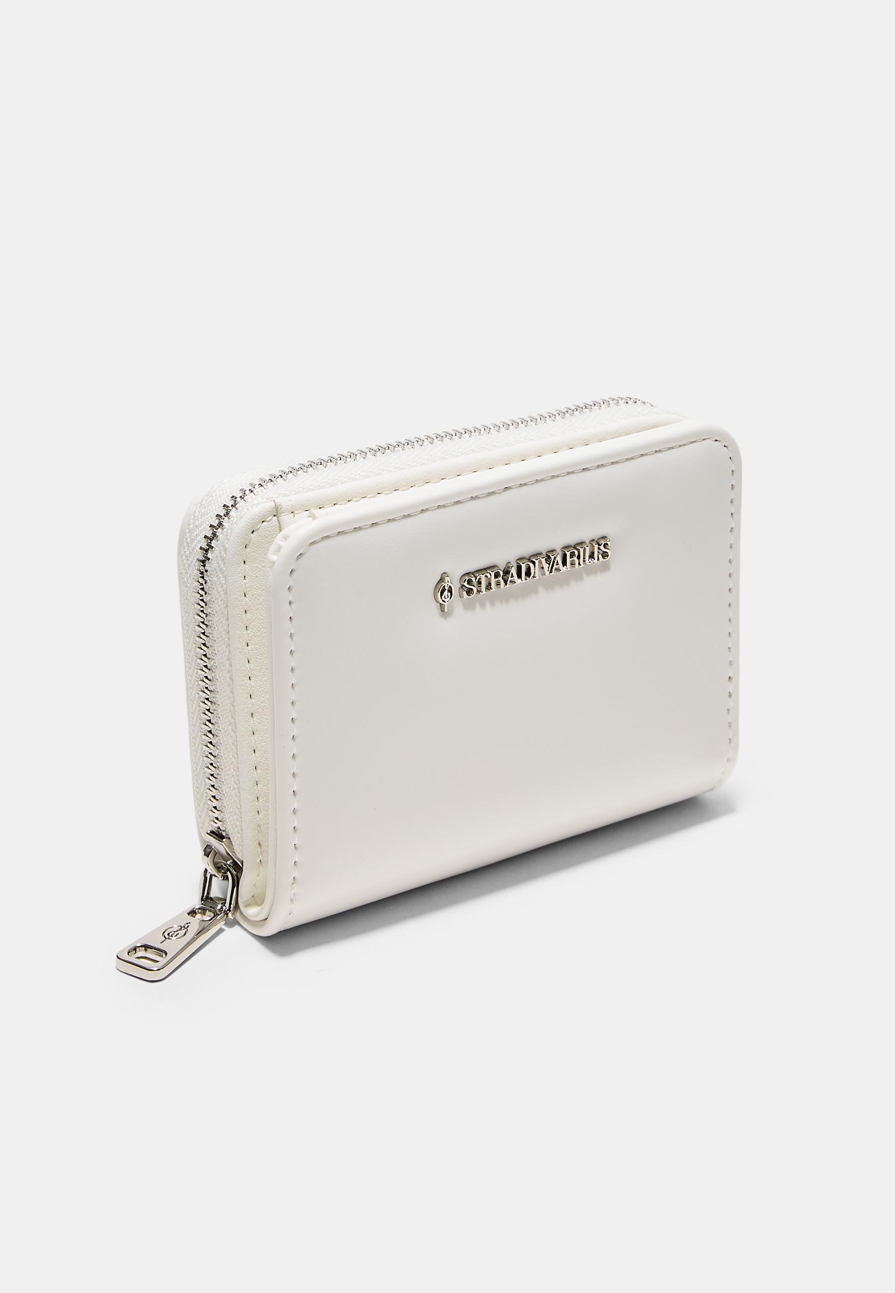 ZIPPED LEATHER EFFECT PURSE — White