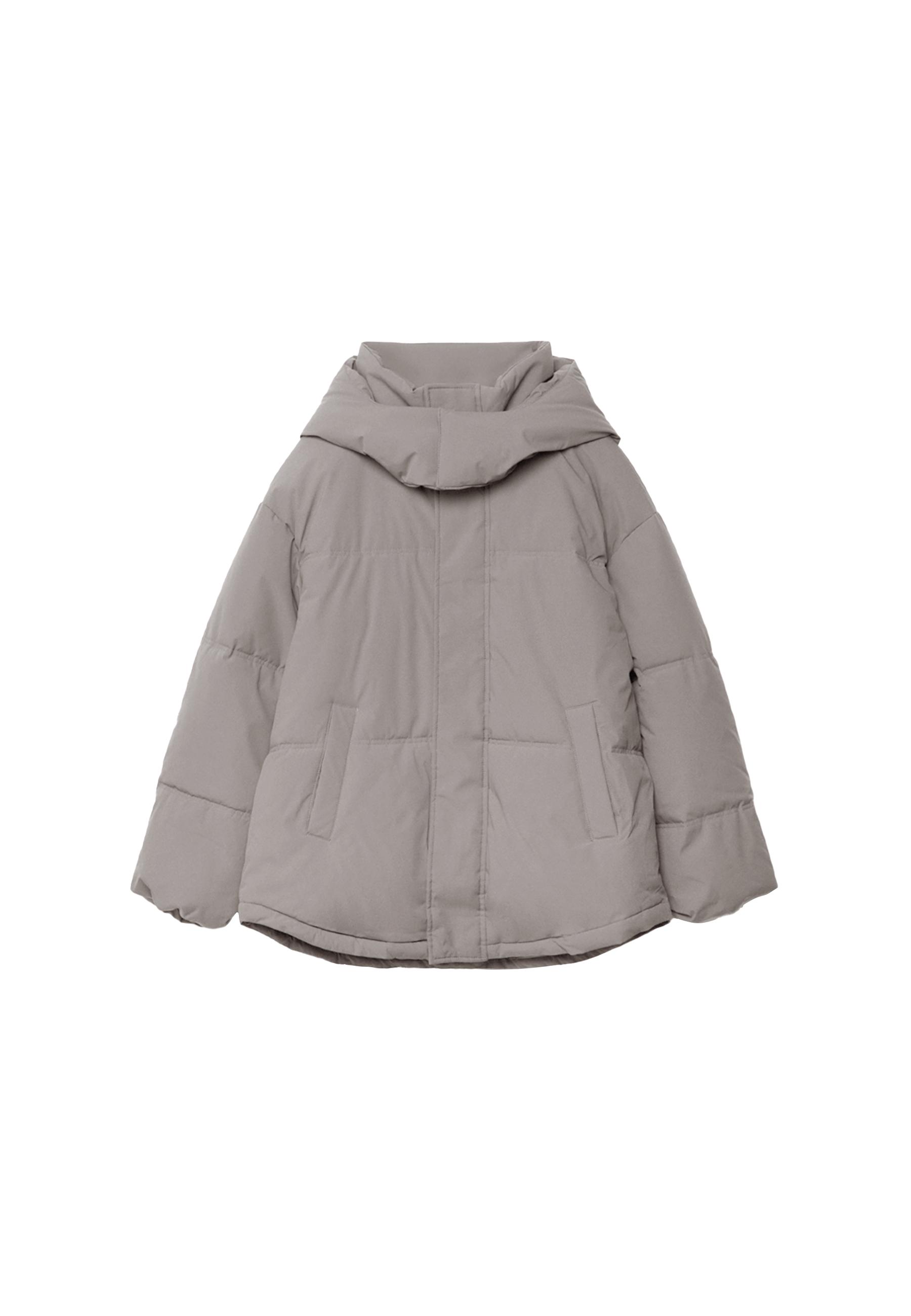 Oversize padded jacket with hood — Grey