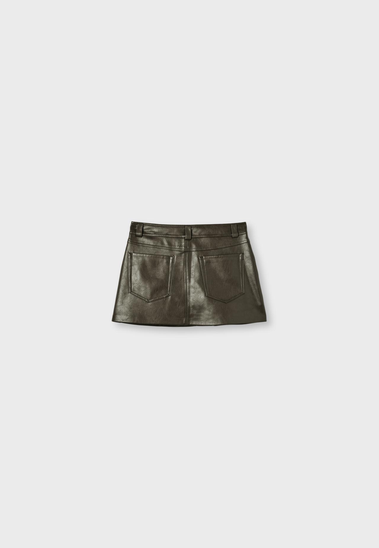 D62 leather effect skort — Khaki