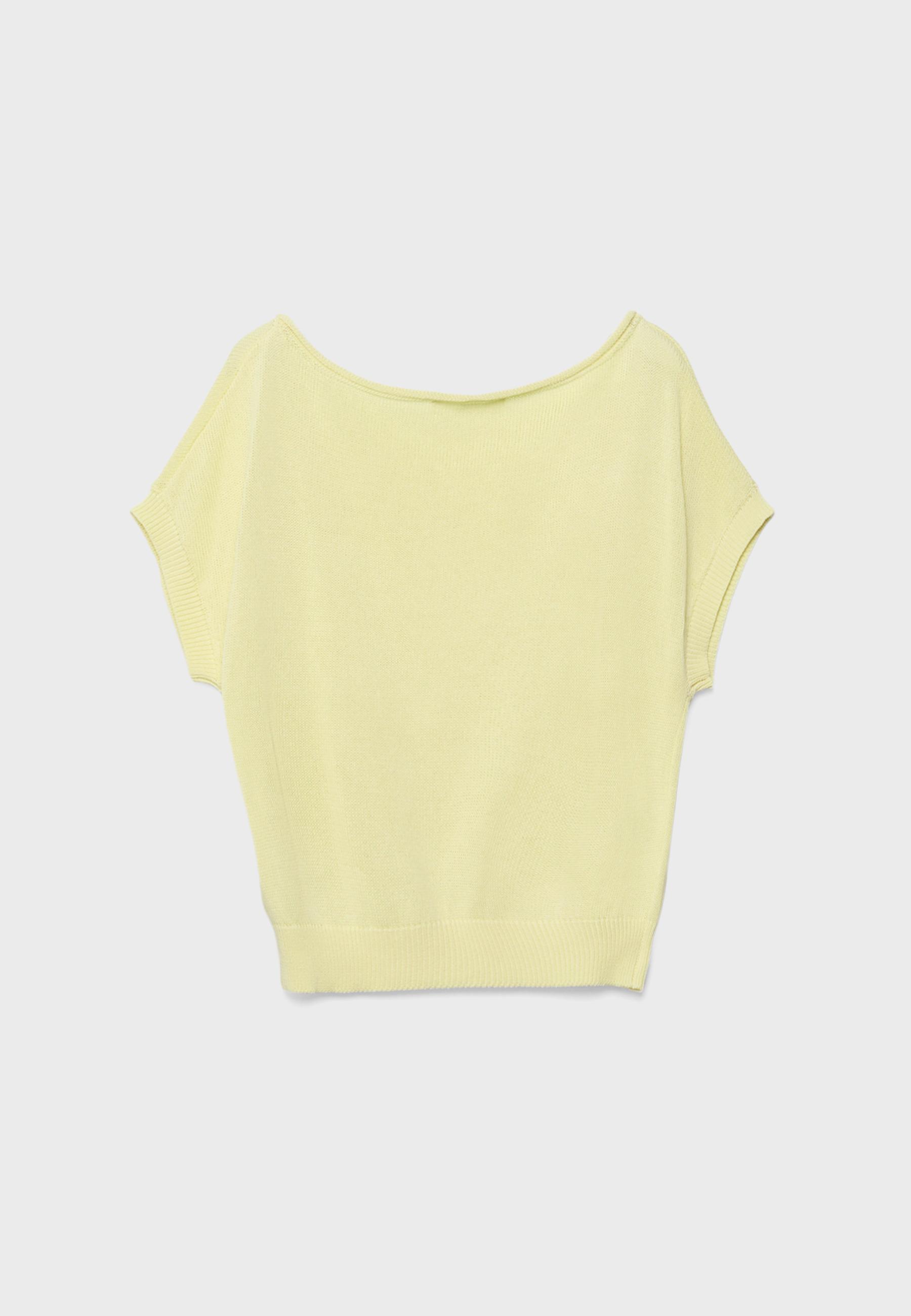 Rustic knit boat neck top — Pastel yellow