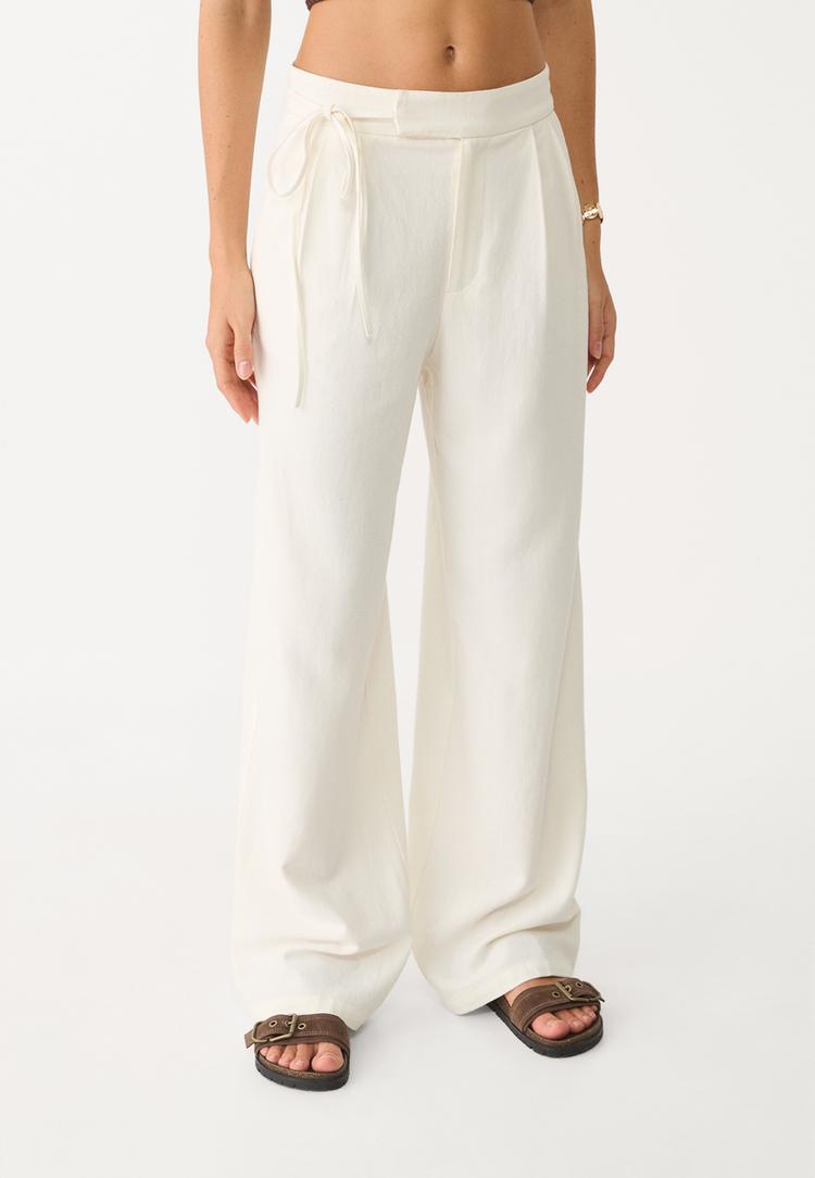pantalon fluido lazo con lino