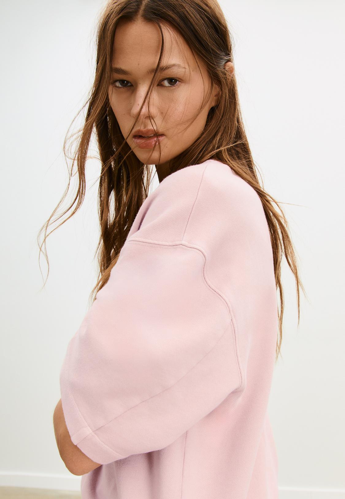 Faded-effect short sleeve sweatshirt