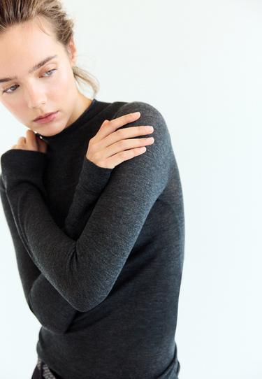 Basic wool silk mock neck jumper — Dark grey 7