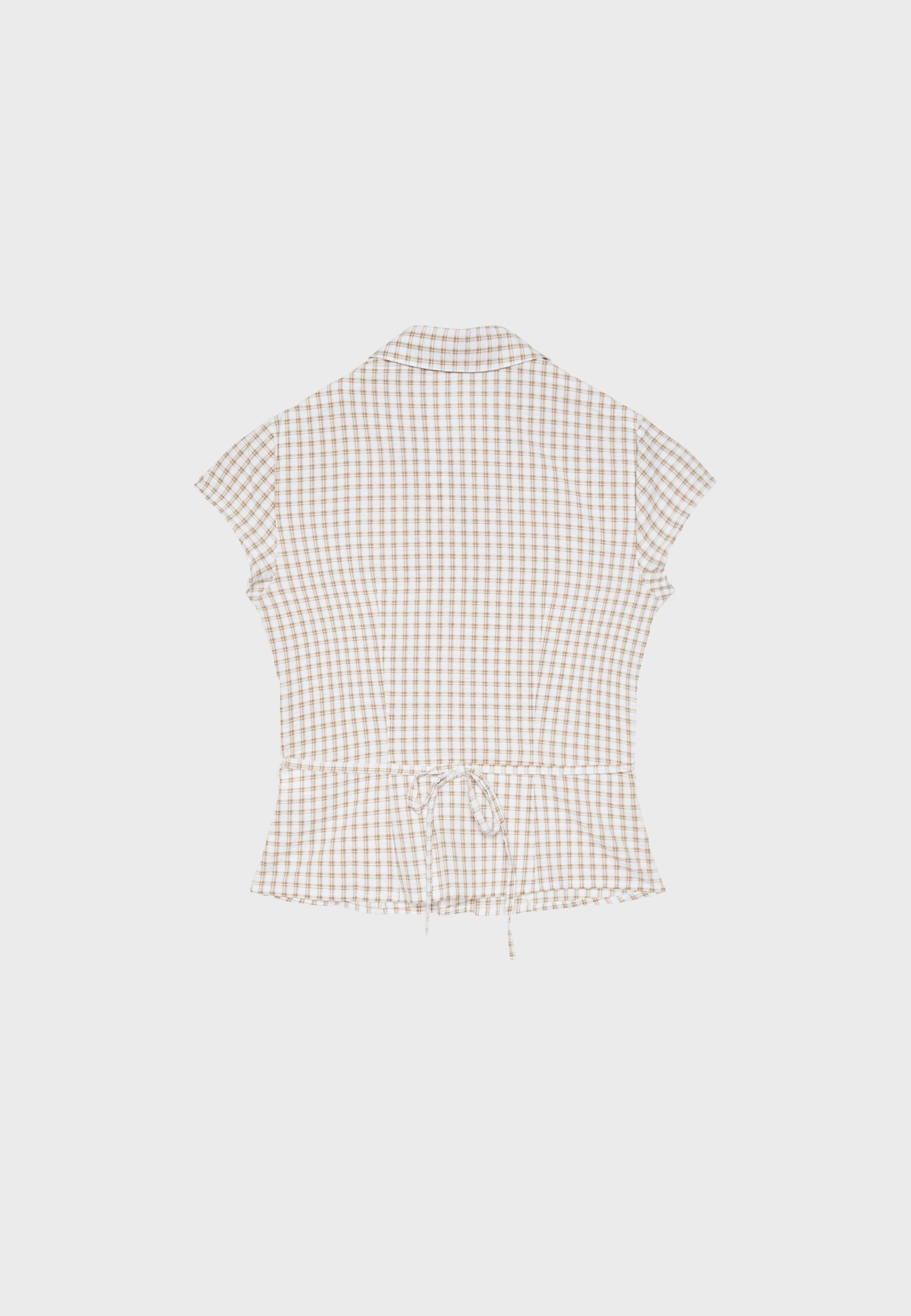 Short sleeve shirt with underbust seam — Stone