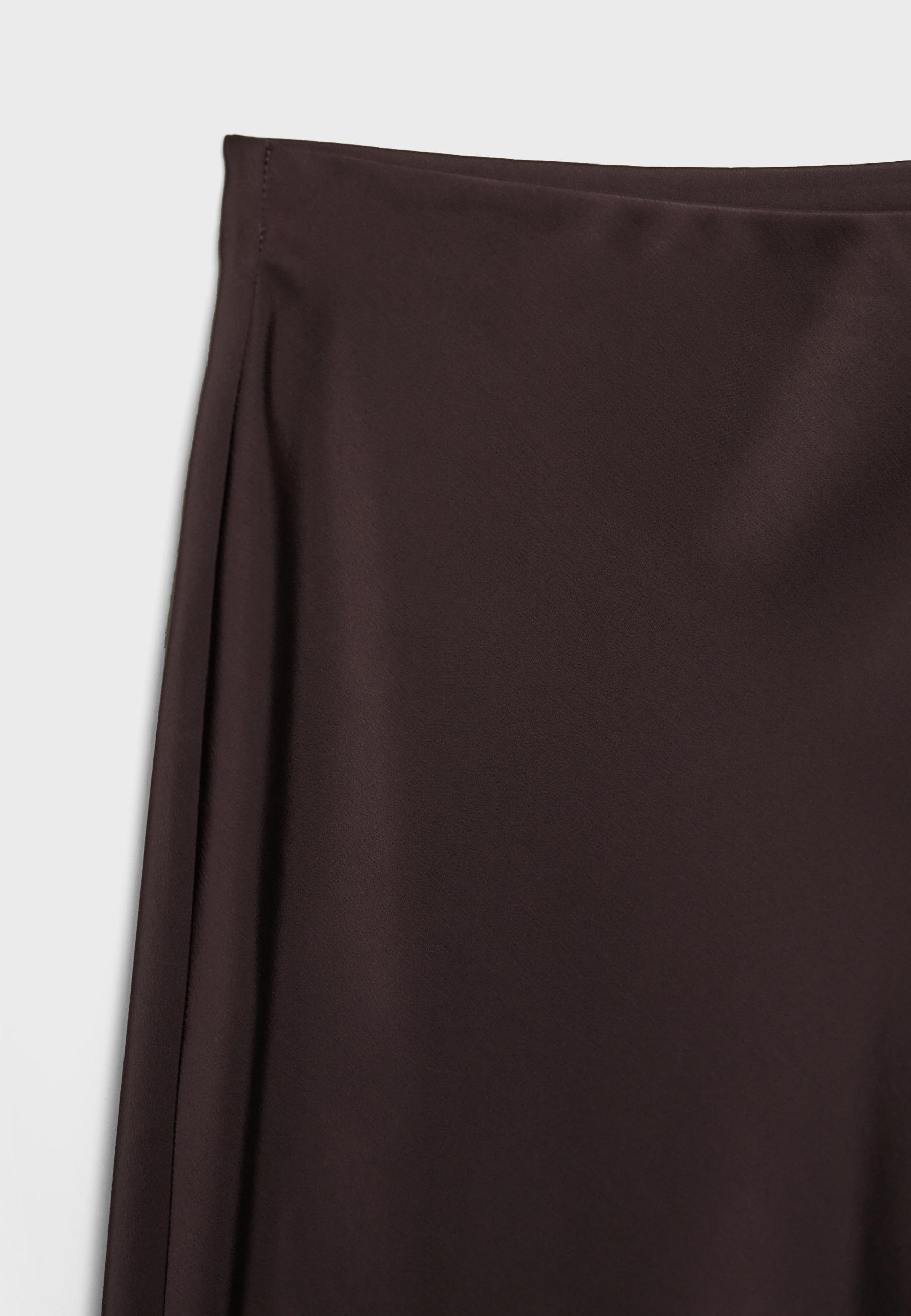 Satin midi skirt — Brown
