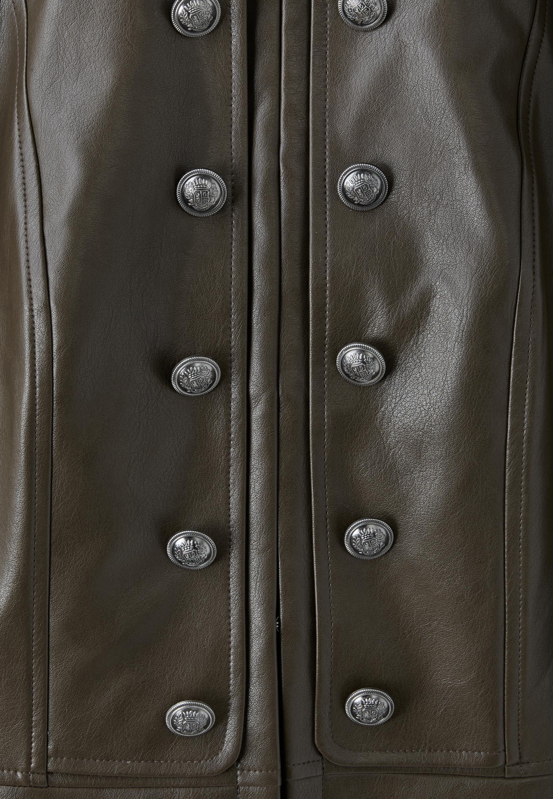 Leather effect blazer with engraved buttons — Khaki