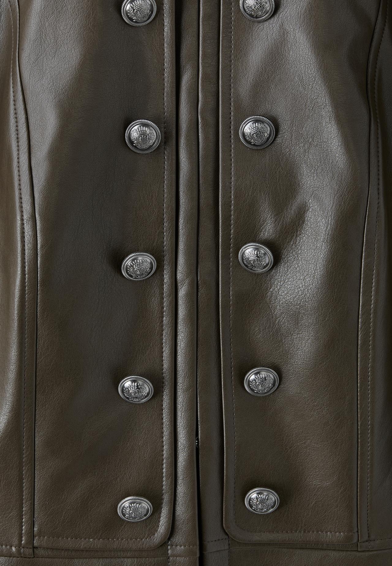 Leather effect blazer with engraved buttons — Khaki
