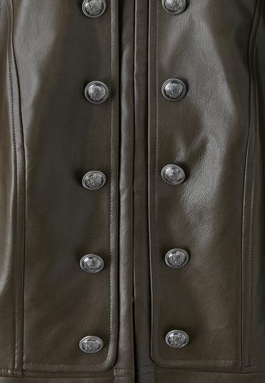 Leather effect blazer with engraved buttons — Khaki 9