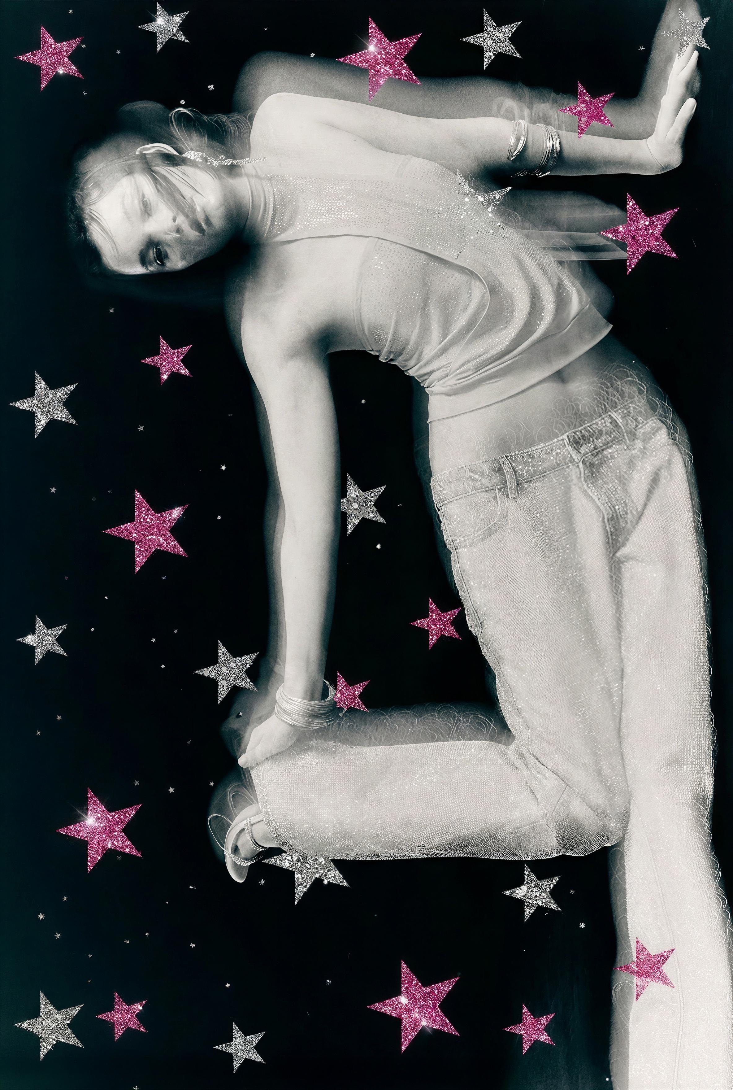 Low-rise straight-leg jeans with rhinestones One Dilemma — OVERDYED BLUE DENIM