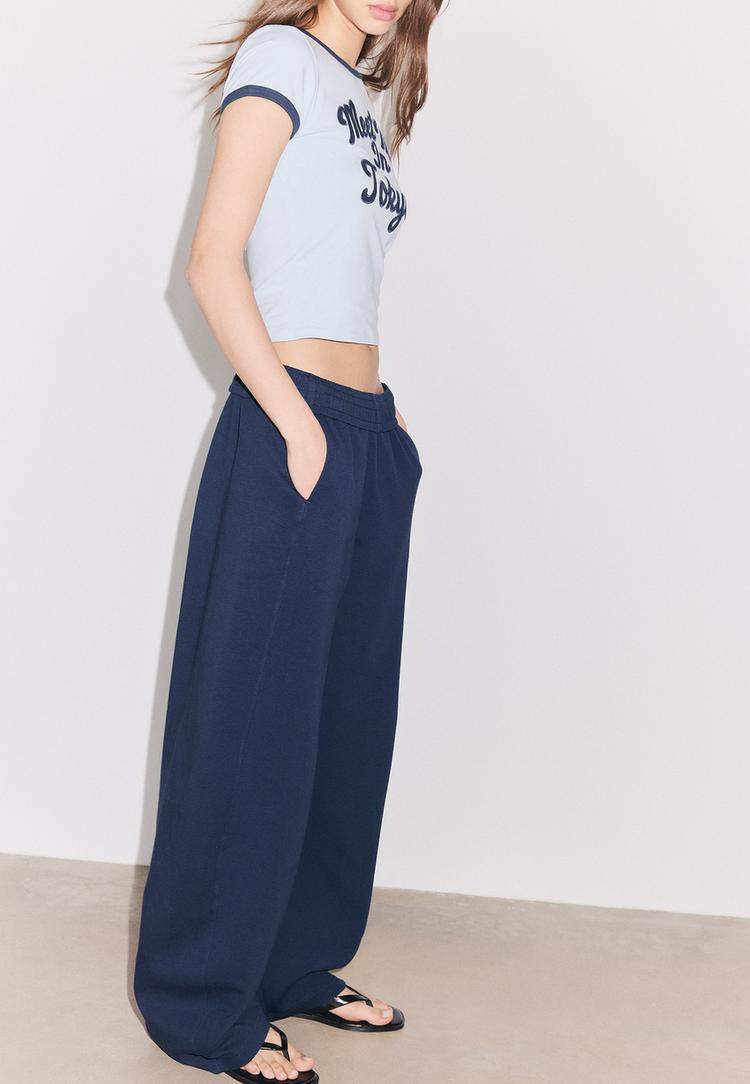 Stradivarius Παντελόνι Jogger Barrel Navy Blue M