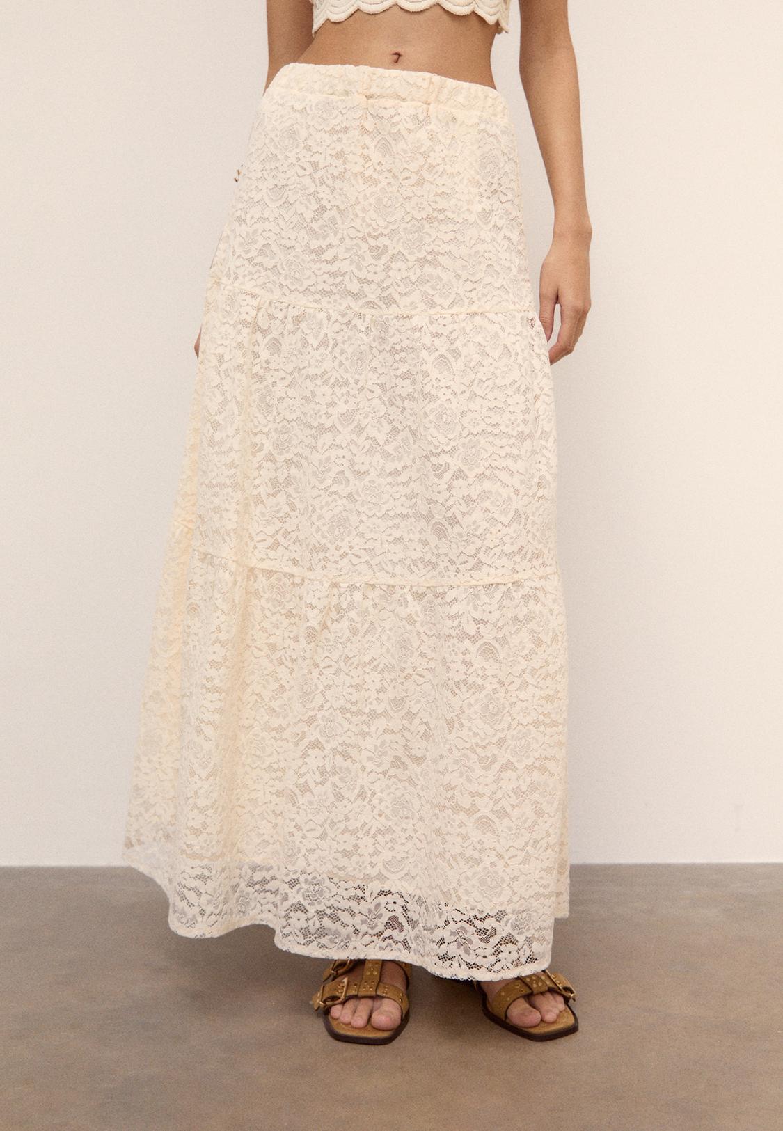 Lace Midi Skirt Outfits How To Wear White Lace Skirt Casual