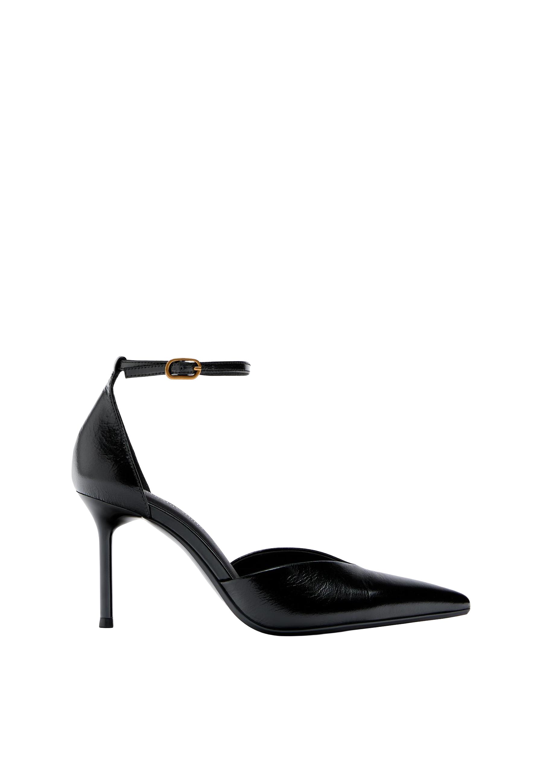 Leather heeled shoes — BLACK 