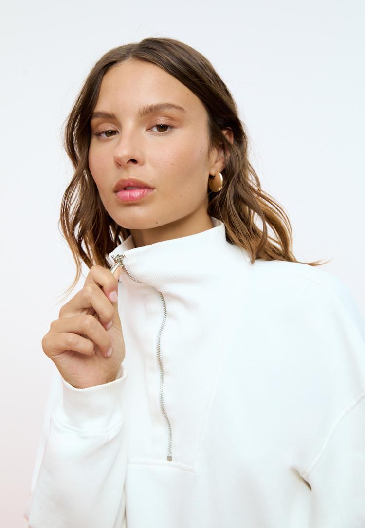 sweater met opstaande kraag en rits