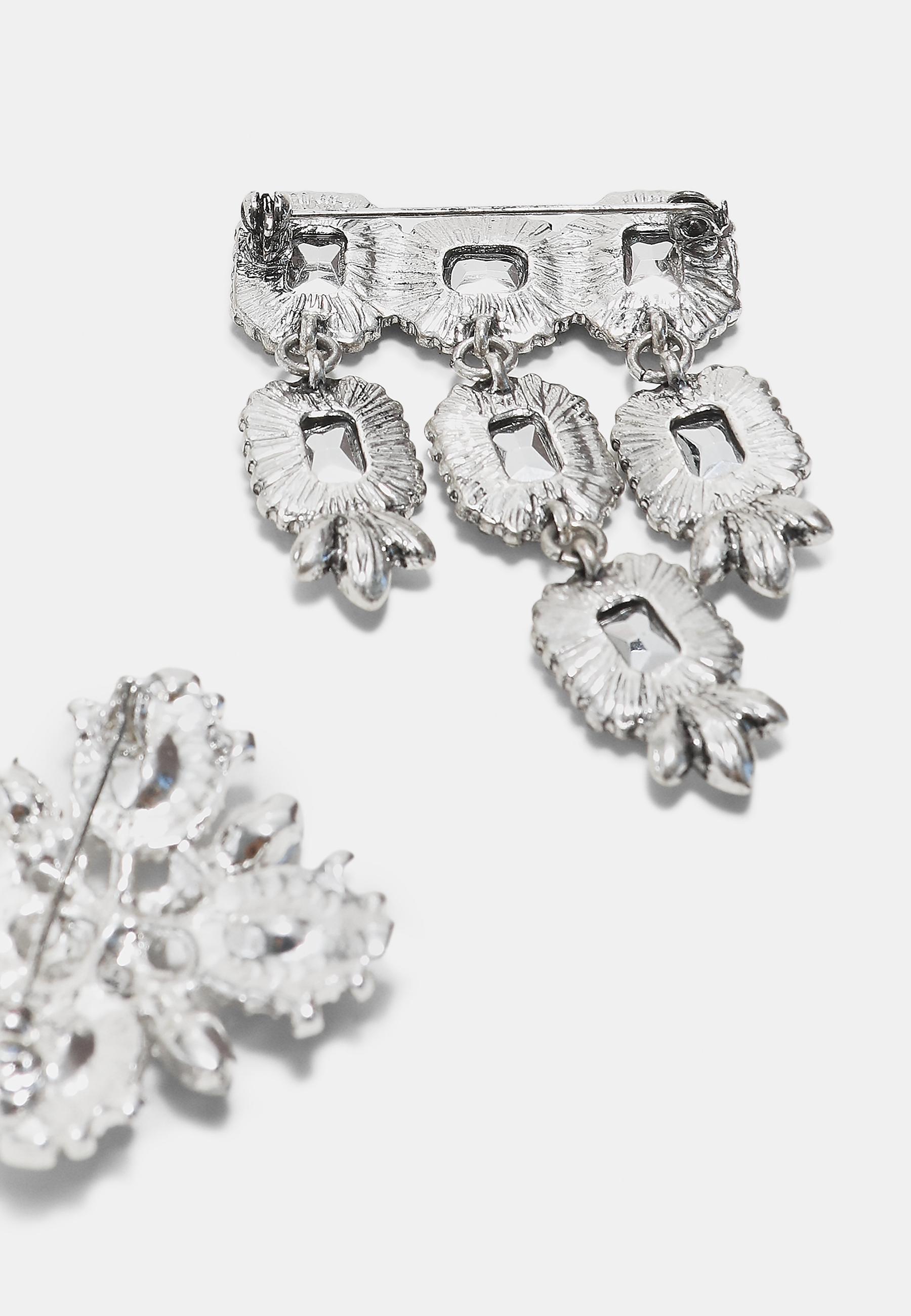 Set of 2 jewel brooches — Grey