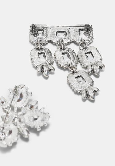 Set of 2 jewel-style brooches — Grey 5