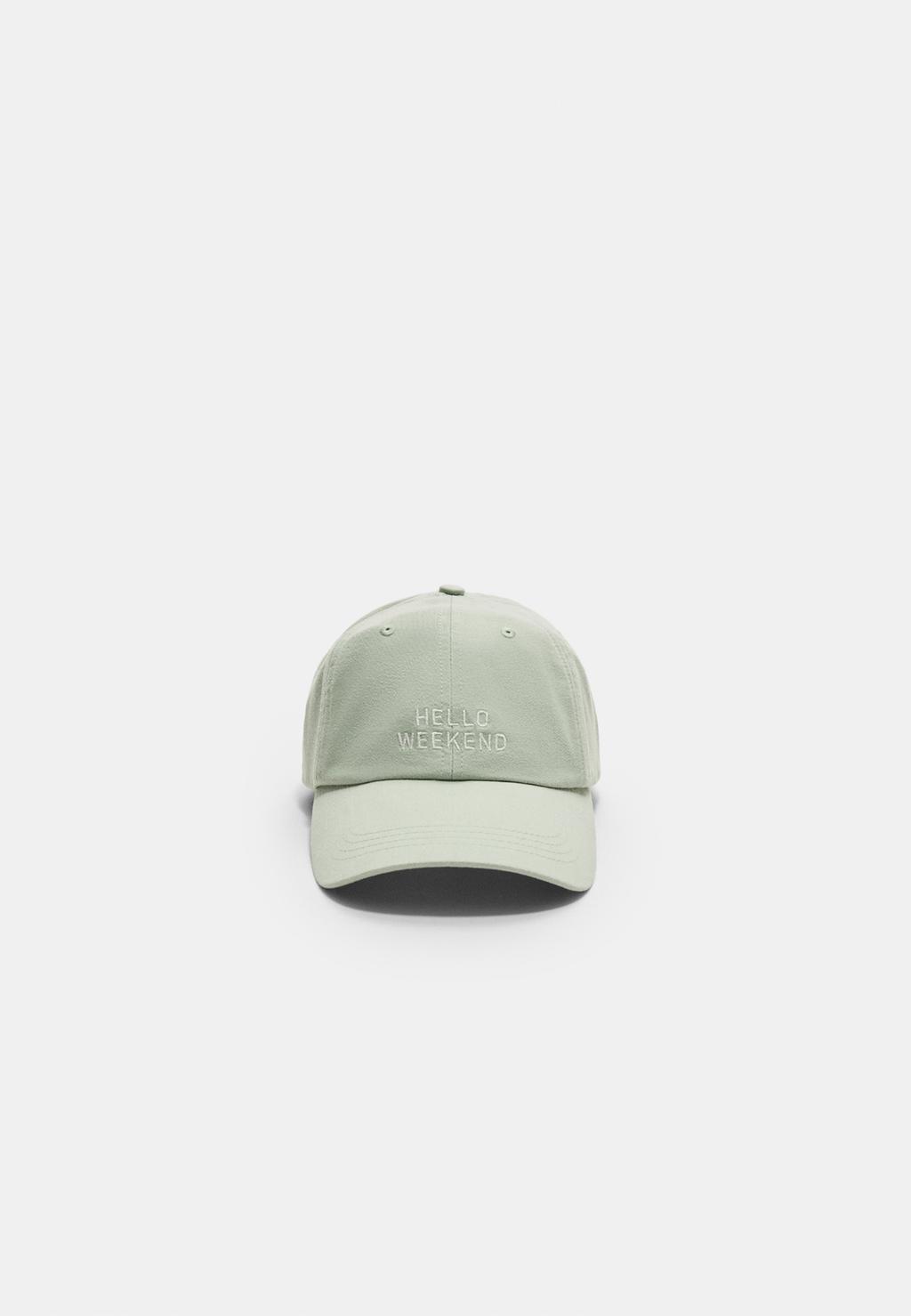 Hello weekend slogan cap