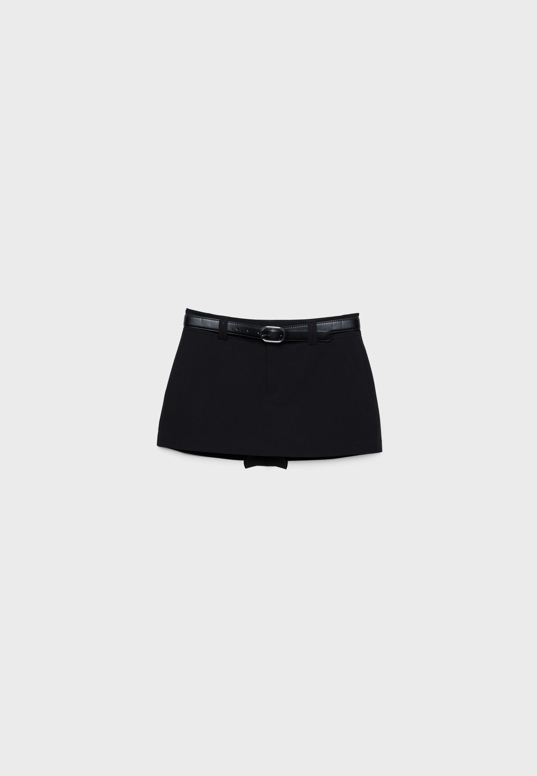 Mini skort with belt — Black