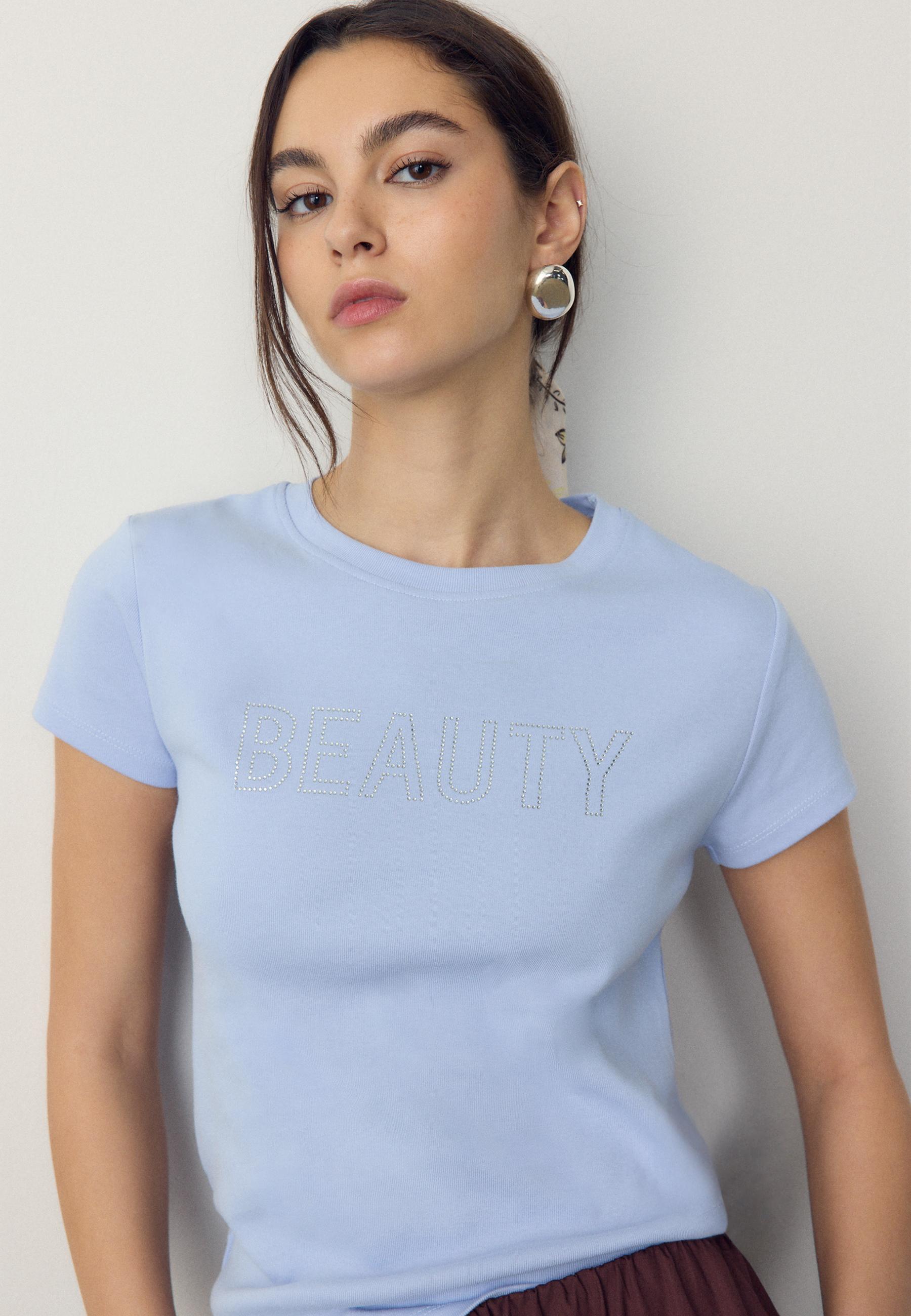 Fitted graphic short sleeve T-shirt — Sky blue