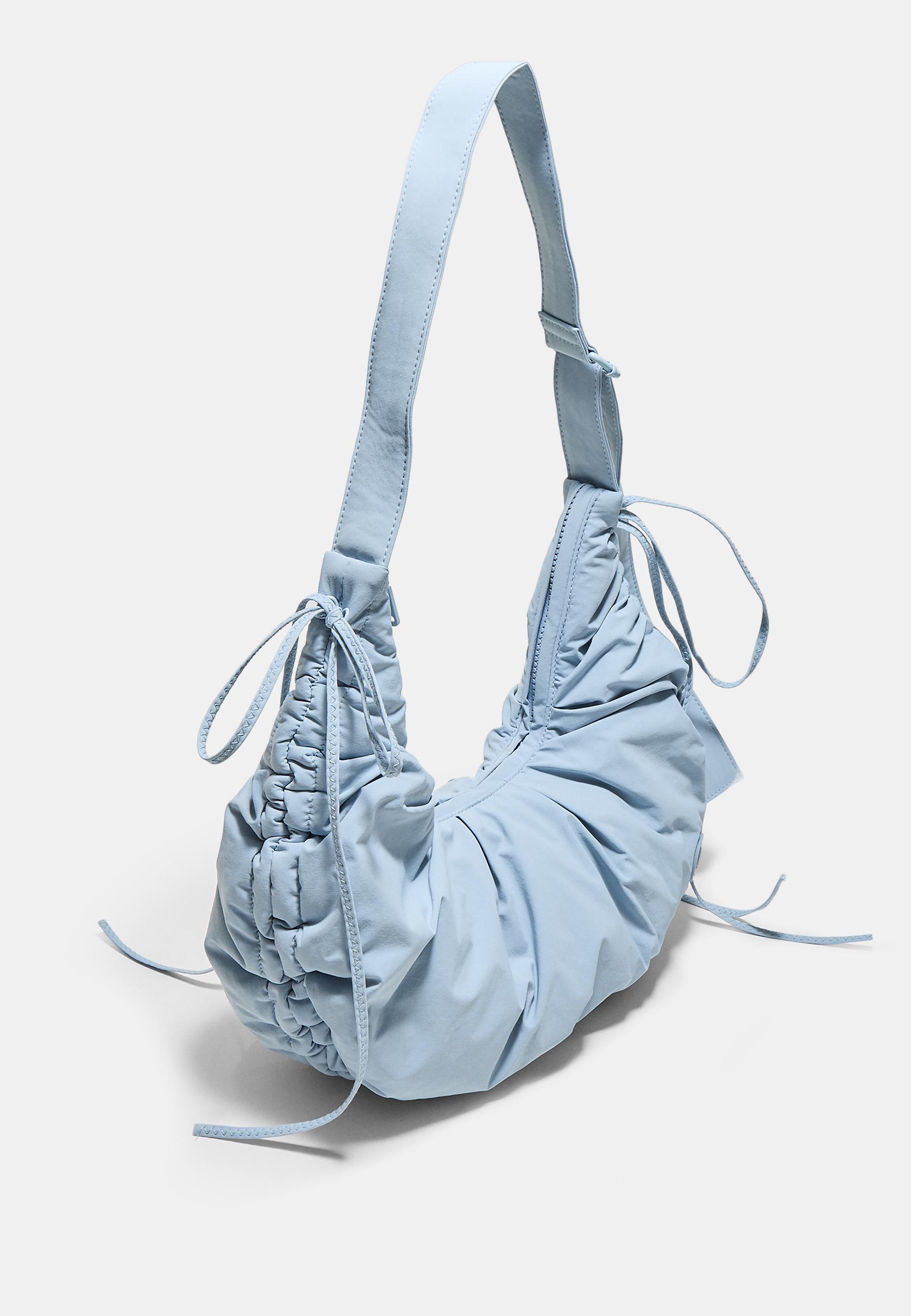 Ruched fabric crossbody bag — Sky blue