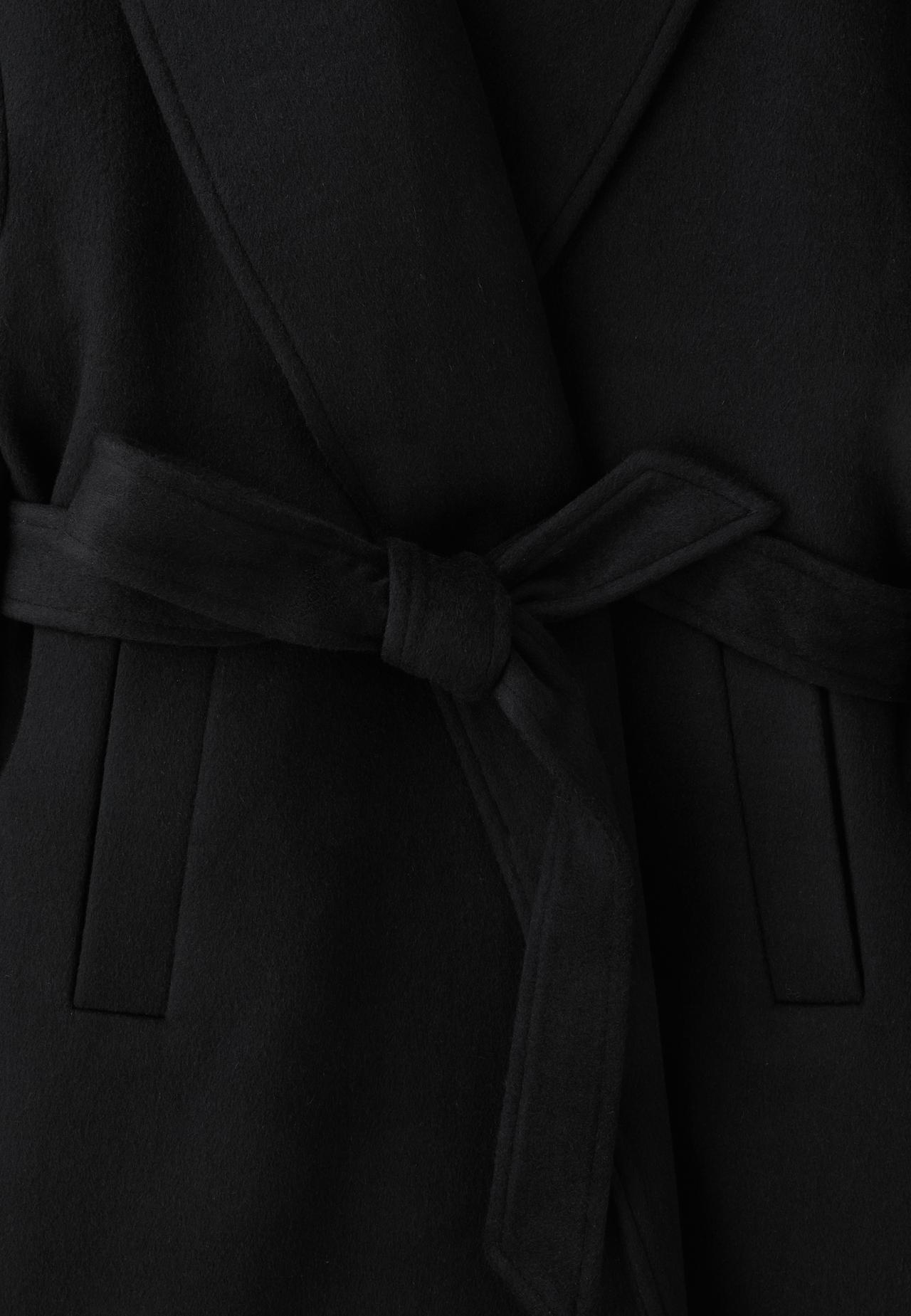 Long felt belted coat — Black