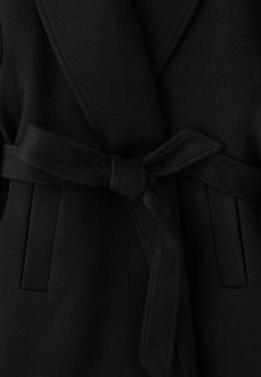 Long felt belted coat — Black 10