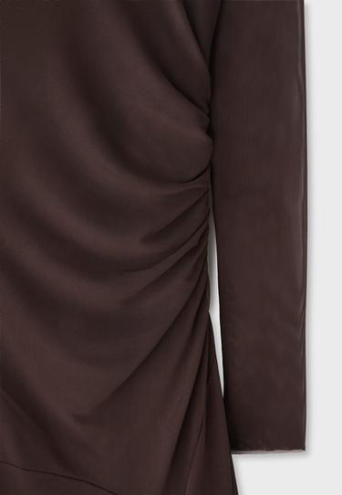 Long sleeve tulle midi dress — Brown 9