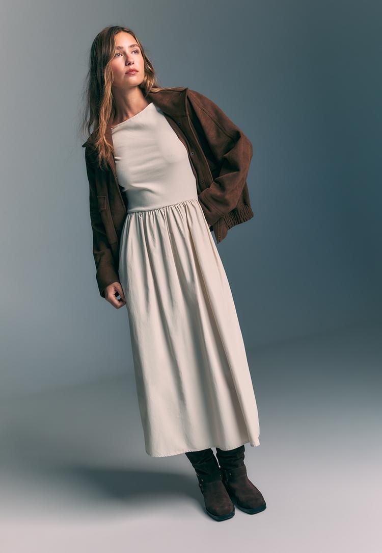 vestido midi combinado