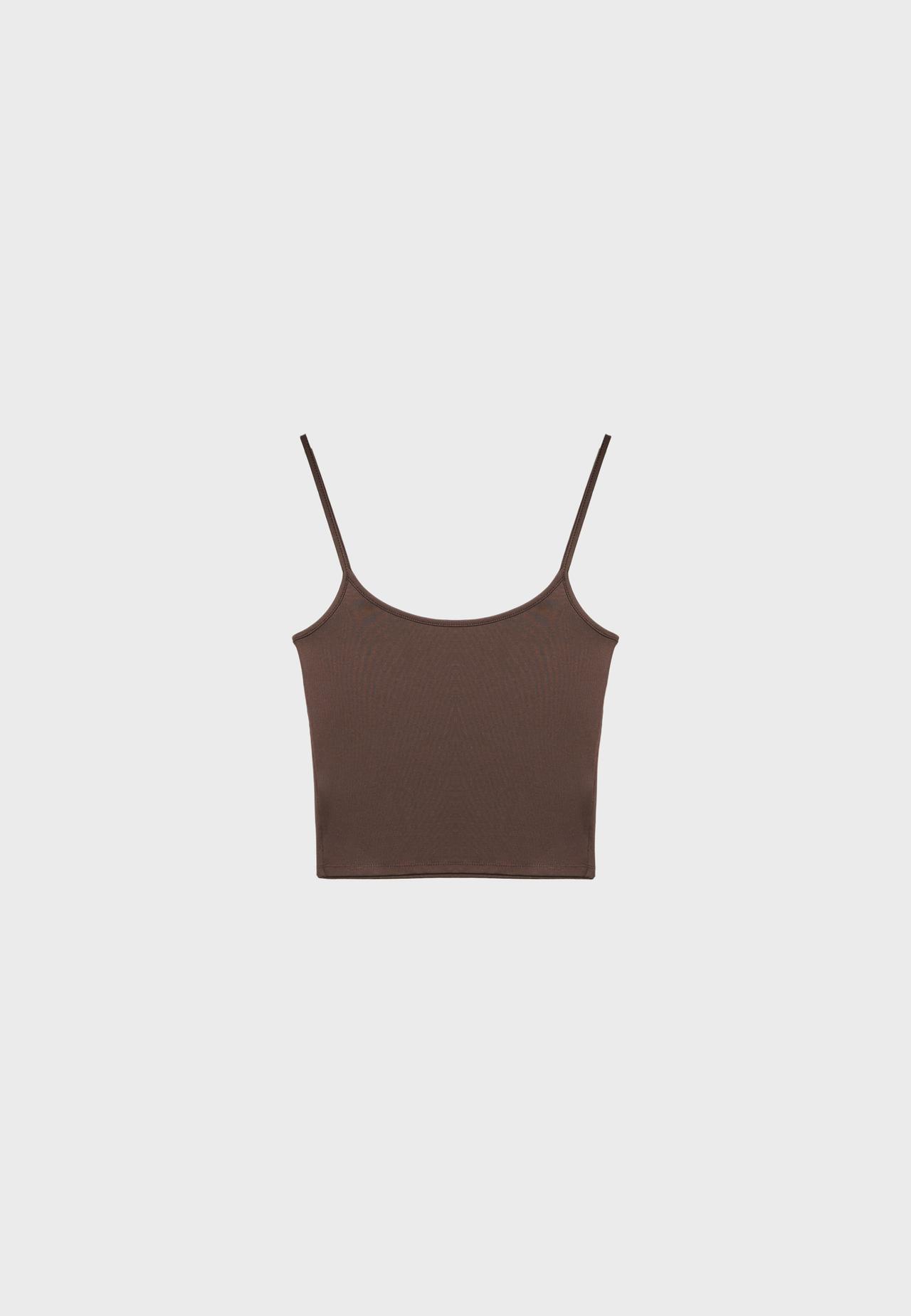 Polyamide strappy top — Brown