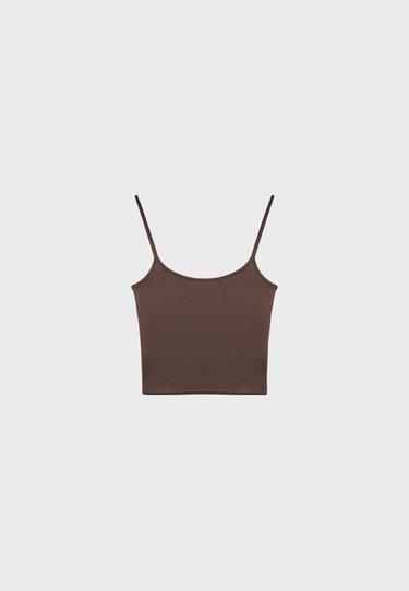 Polyamide strappy top — Brown 8
