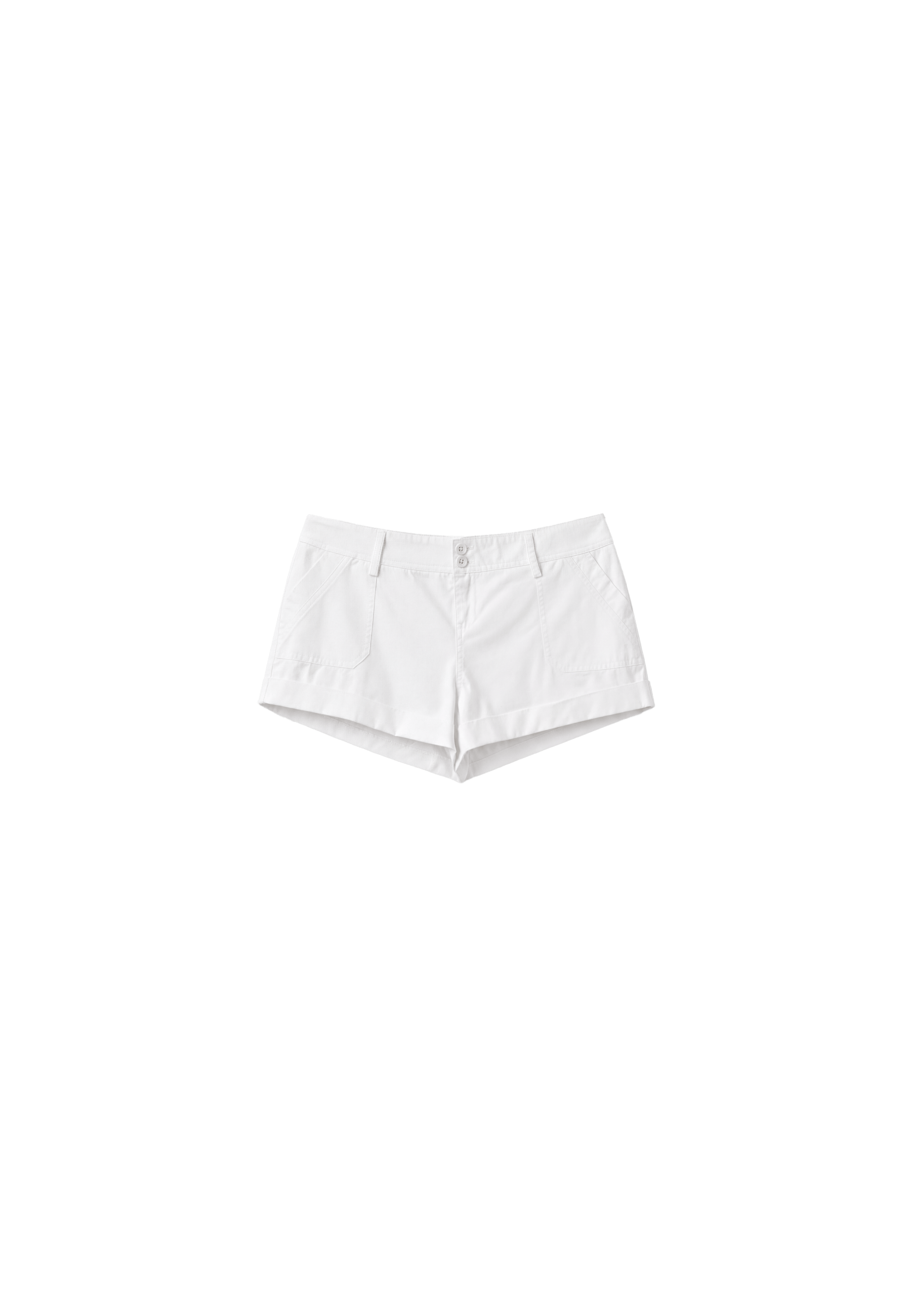 Turn-up mini shorts — White