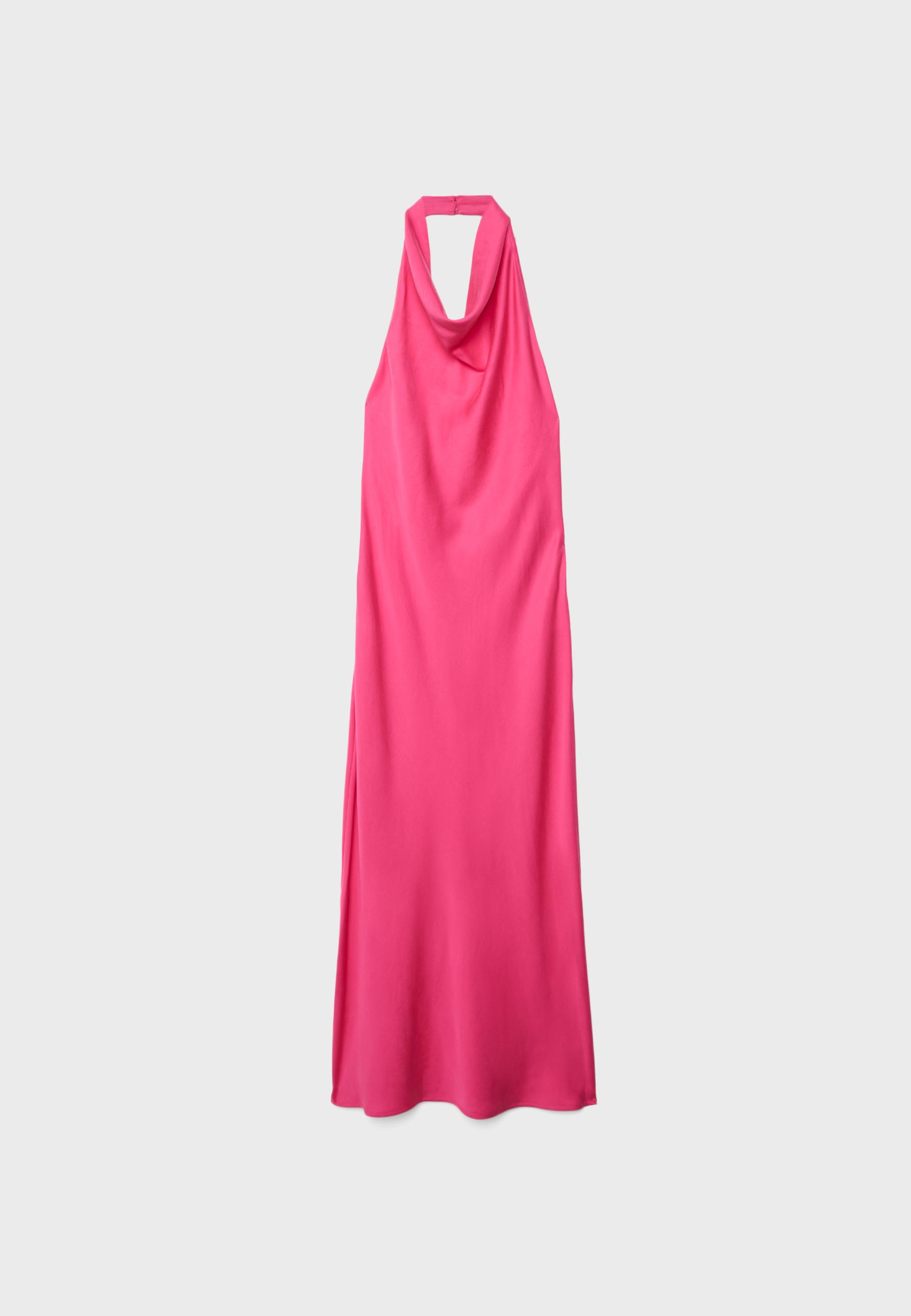 Backless halter midi dress — Fuchsia