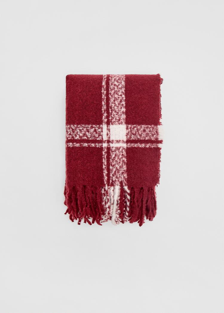Stradivarius Kostkovaná Šála Burgundy Os