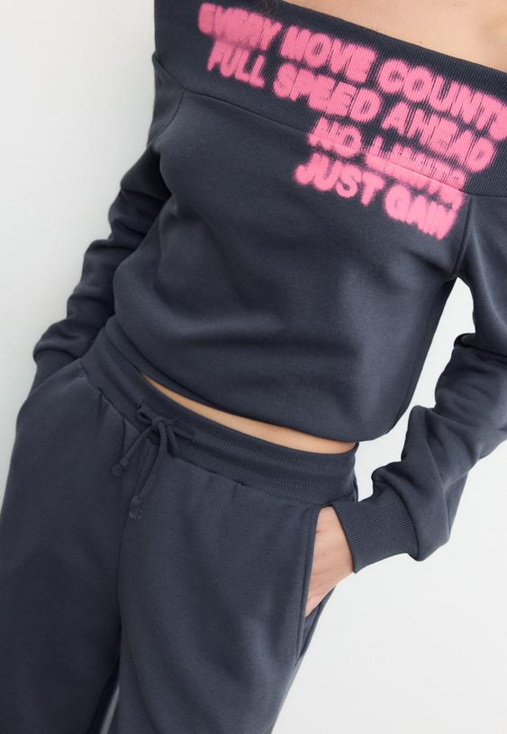 Stradivarius Baggy Positional Jogger Trousers Dark Grey Xs